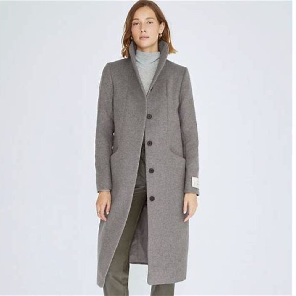 Wilfred Cocoon Coat, small, Heather Dark Taupe, Wool/Cashmere